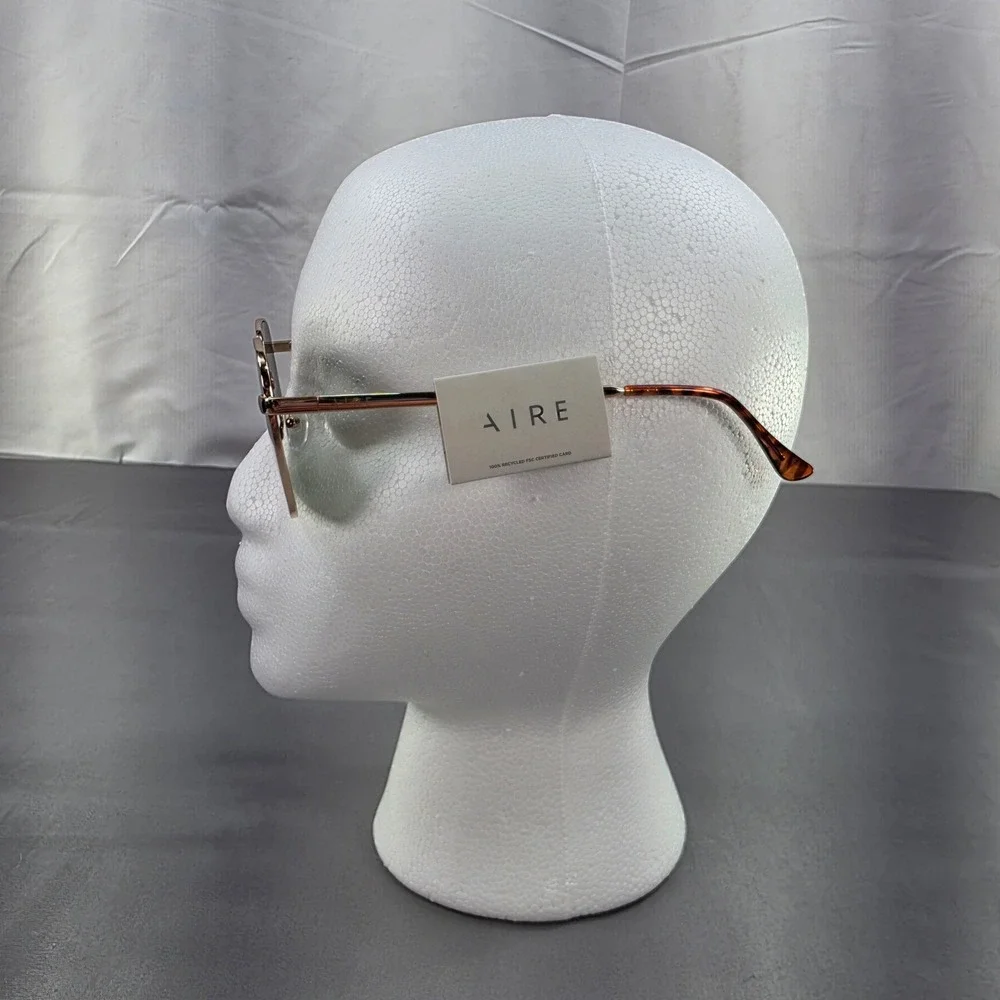AIRE Sunglasses Gold‎ Metal Frame Square Green Lens Fashion Sun Glasses